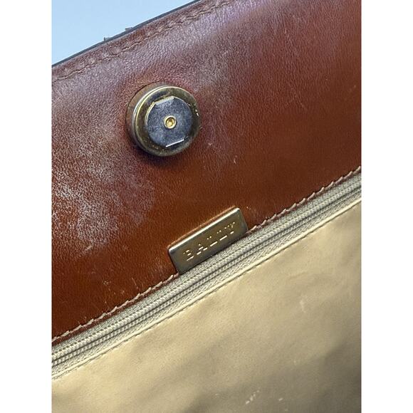 BALLY Medium Leather Purse Bag | Gold Chain Strap | Logo Tote | Made in Italy - Picture 6 of 10